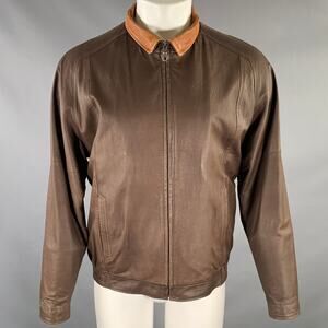 JOHNSTON & MURPHY Size S Brown Tan Leather Zip Up Jacket